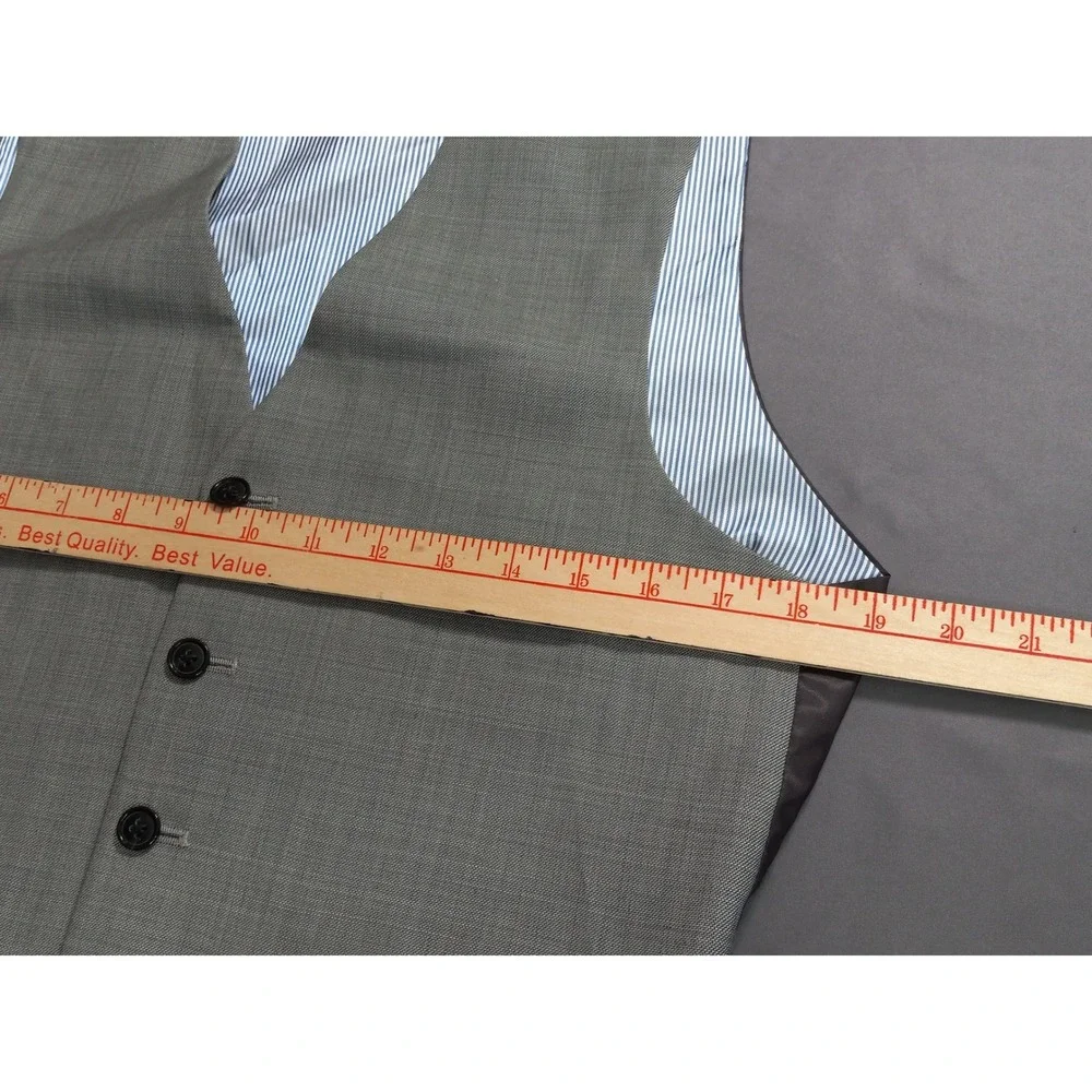 Tommy Hilfiger Mens Grey 100% Worsted Wool Suit Vest Size S‎ 5-Button Formal